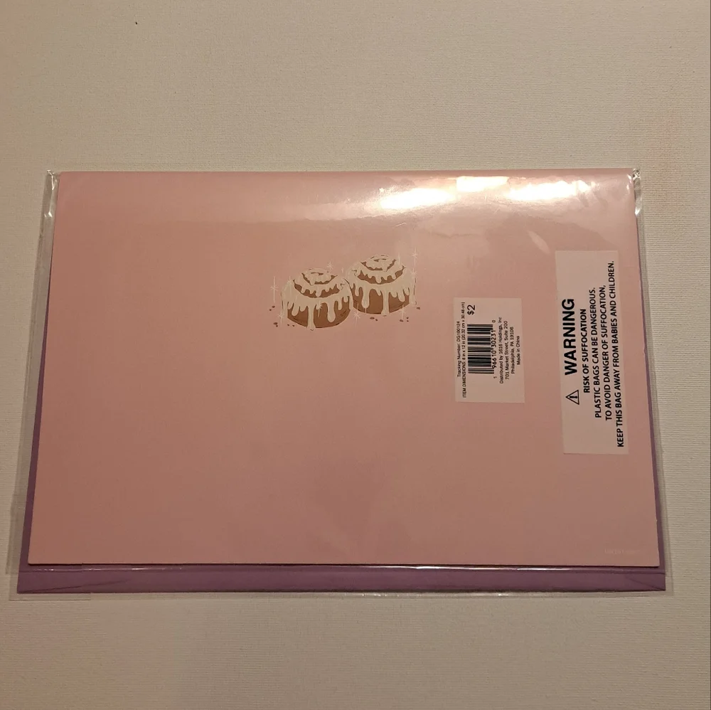 4/$15 🌻 NWT Nice Buns Cinnamon Roll Glitter Valentine's Day Jumbo Card